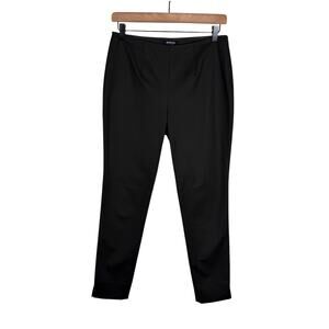 Worth New York Dark Brown Flat Front Poplin Side Zip Slim Ankle Career Pants